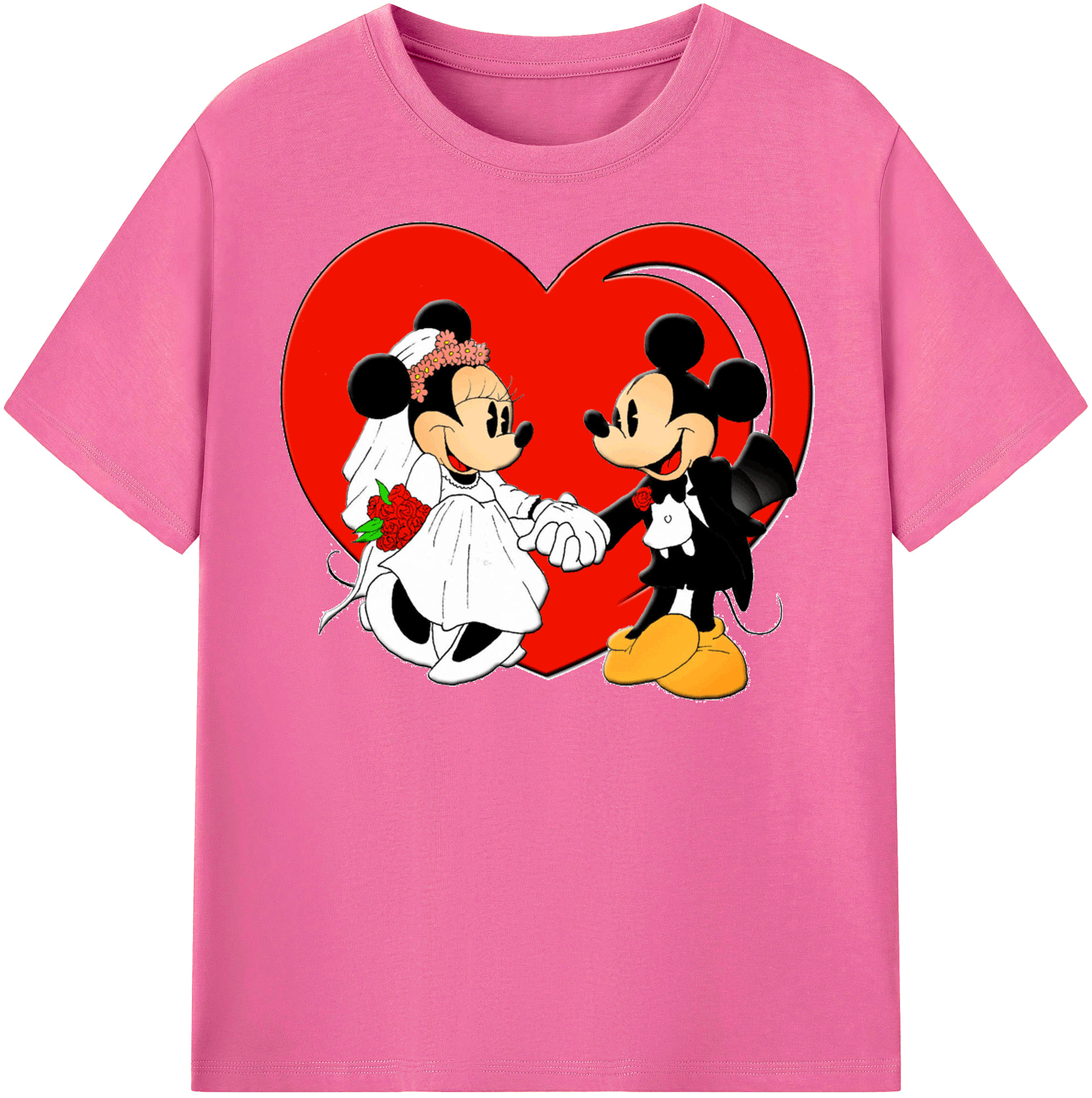 （画像用） ミッキーマウス Mickey Mouse レディースカジュアルプリントTシャツ（綿100％）